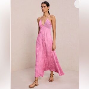 A.L.C. Angelina Pleated Rosy Pink Hue strappy Backless dress size 2